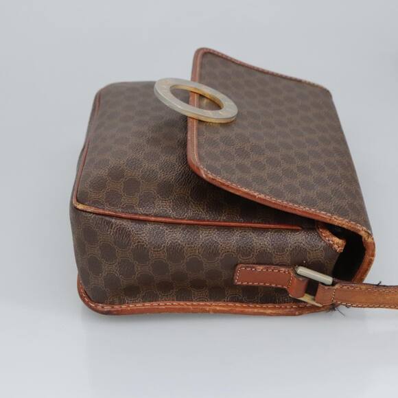 CELINE Macadam Canvas Circle Shoulder Bag Pvc Leather Brown - Picture 4 of 12